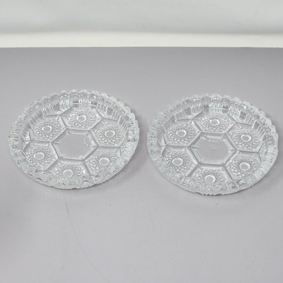Vintage Italian Glass Ashtrays With Hexagonal & Starburst Design - Set Of 2 - Picture 1 of 8